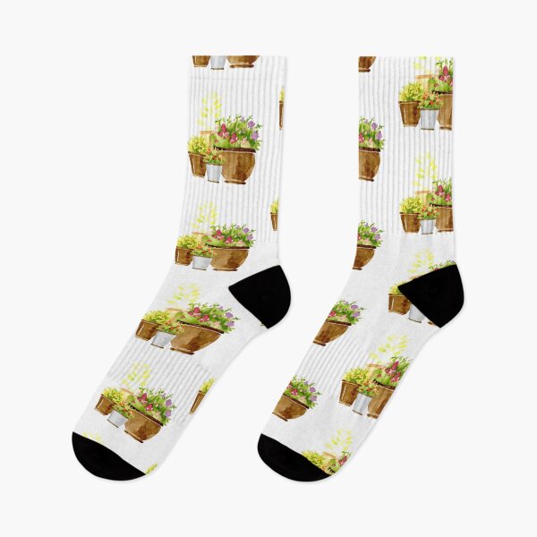 Item preview, Flowers in brown pot painting, Euclidean Flowerpo, Hand painted potted plants designed and sold by Bashar-Design.