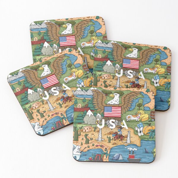 Item preview, Cute Doodle Cartoon Map Of USA designed and sold by Vector Scout Lab.