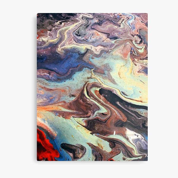 Acrylic pour painting in green Metal Print