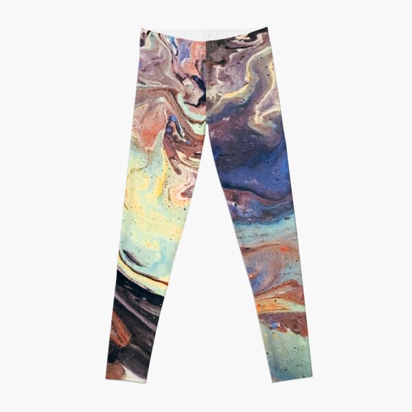 Acrylic pour painting in green Leggings