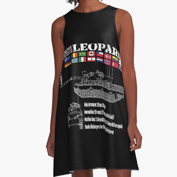 Leopard Main Battle Tank 1A4 - white for drak background merch A-Line Dress