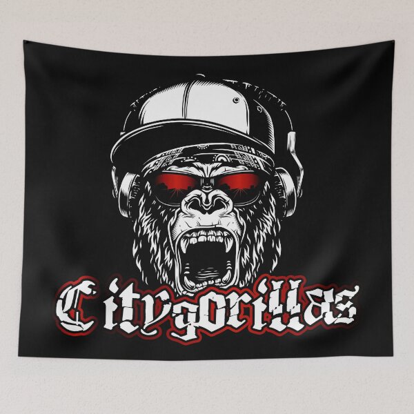 Item preview, City gorilla with cap and red sunglasses designed and sold by froggy-stylecom.