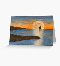 Tarjeta de felicitación Velero al atardecer