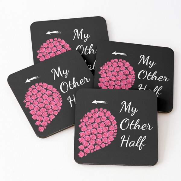 Item preview, My Other Half - Pink Roses Half Heart Valentine Couples Gift designed and sold by r-silver.