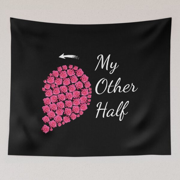 Item preview, My Other Half - Pink Roses Half Heart Valentine Couples Gift designed and sold by r-silver.