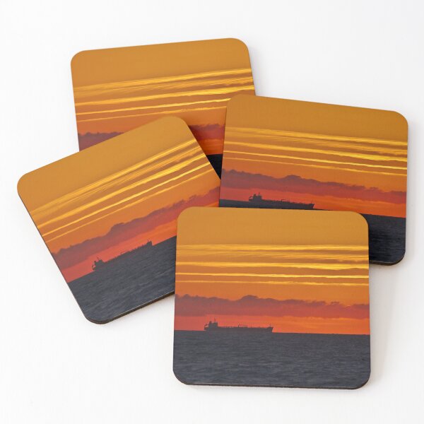 Item preview, Sunrise over Sandown Bay with Ship Silhouette designed and sold by Jeremy Hayden.