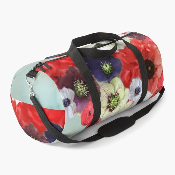 Item preview, RED  WHITE ROSES ,ANEMONE FLOWERS ,TEAL ,AQUA BLUE FLORAL designed and sold by BulganLumini.