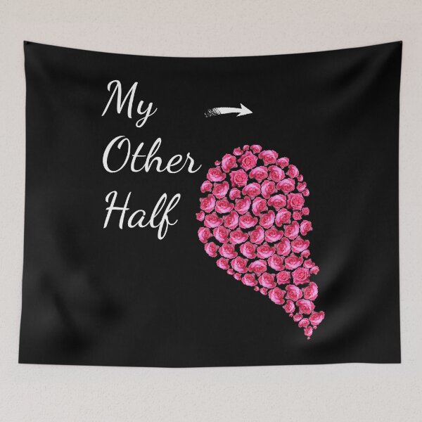 Item preview, My Other Half - Pink Roses Half Heart Valentines Couples Gift designed and sold by r-silver.