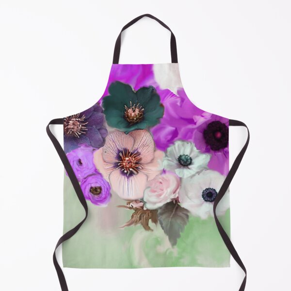 Item preview, PURPLE PINK WHITE ROSES ,ANEMONE FLOWERS ,TEAL GREEN FLORAL designed and sold by BulganLumini.