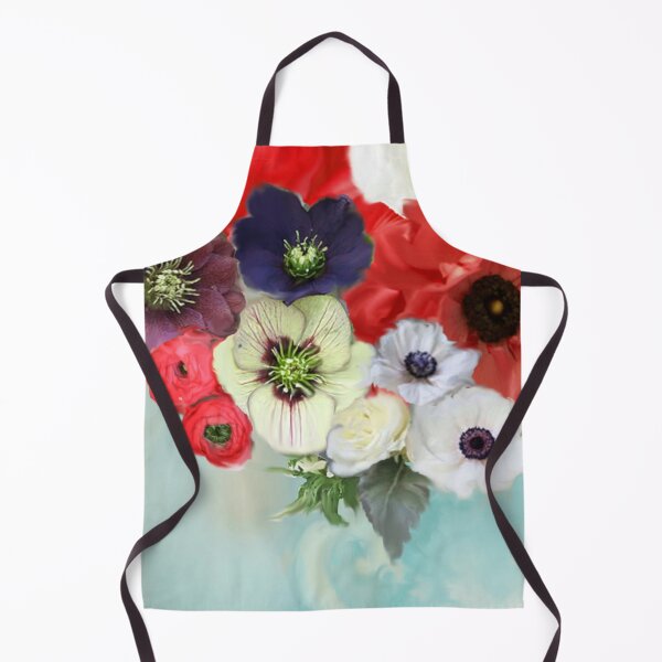 Item preview, RED WHITE ROSES ,ANEMONE FLOWERS ,TEAL ,AQUA BLUE FLORAL designed and sold by BulganLumini.