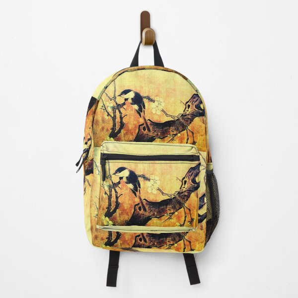 Item preview, SPRING BIRD ON FLOWERING TREE Brown Yellow Floral designed and sold by BulganLumini.