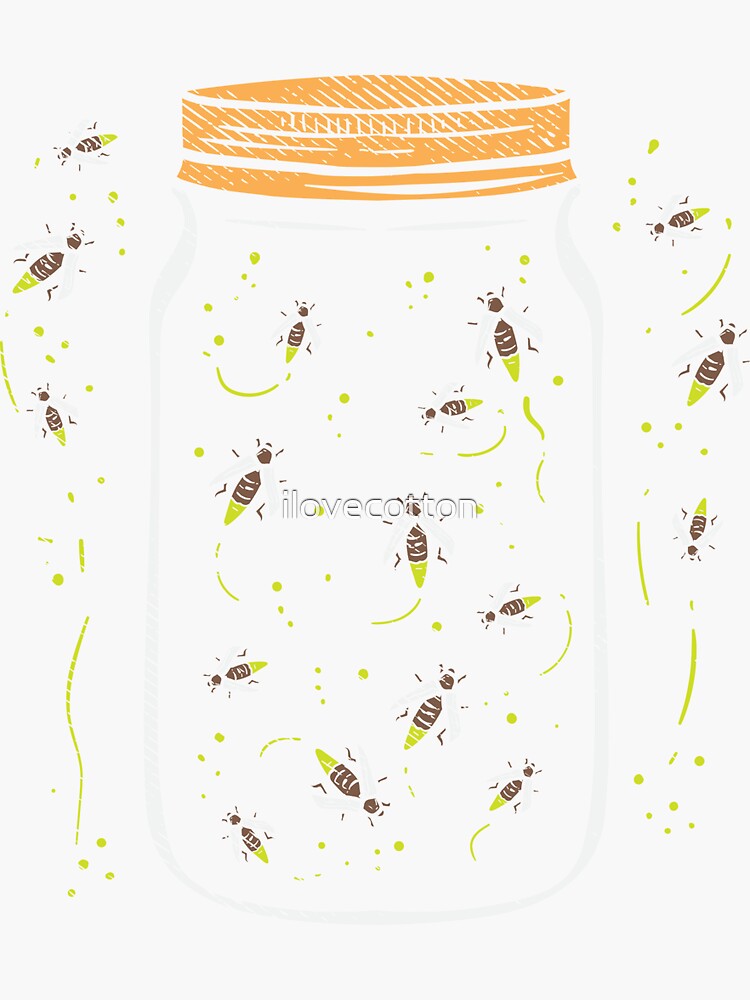 "INSECTS Firefly Lightning Bugs In A Jar" Sticker for Sale by