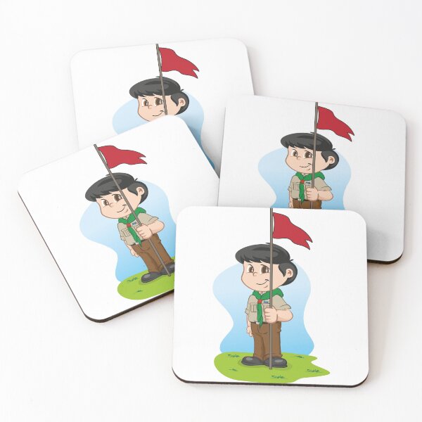 Item preview, Illustration caucasian boy in scout uniform holding a flag. Ideal for institutional and educational materials designed and sold by LucianoCosmo.