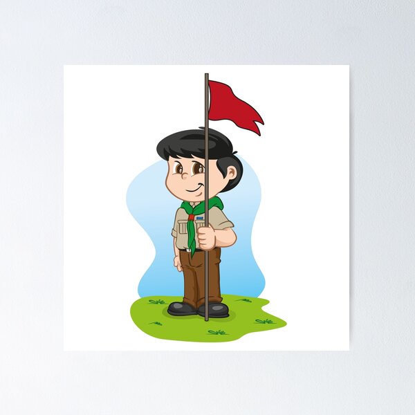 Item preview, Illustration caucasian boy in scout uniform holding a flag. Ideal for institutional and educational materials designed and sold by LucianoCosmo.