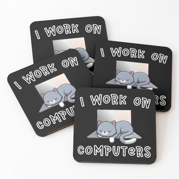 Item preview, I Work On Computers Distracting Cat on Laptop Funny Cat gift for Technical Support & Help Desk designed and sold by WhiteTears.
