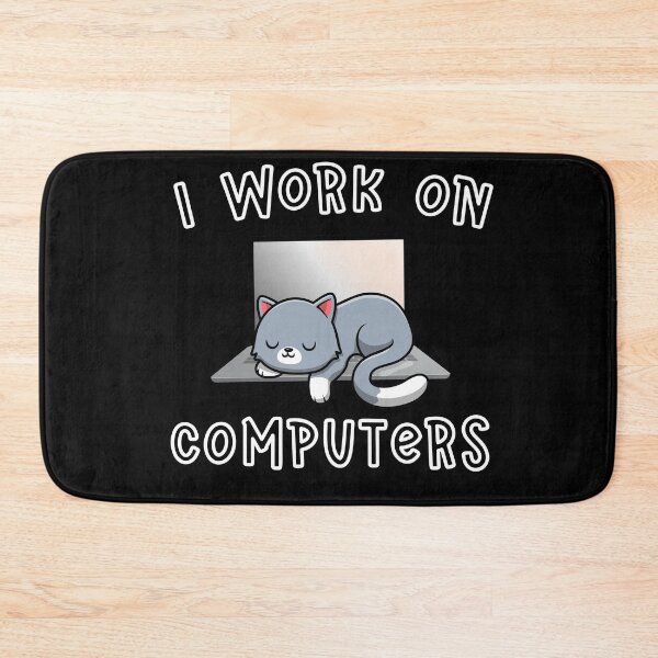 Item preview, I Work On Computers Distracting Cat on Laptop Funny Cat gift for Technical Support & Help Desk designed and sold by WhiteTears.