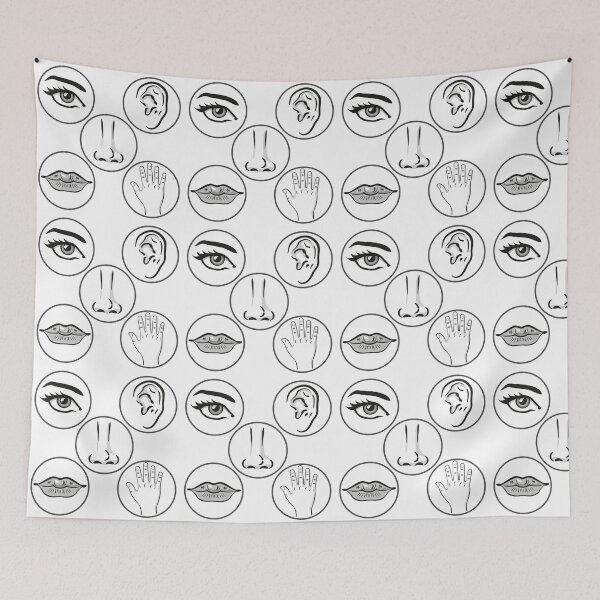 Item preview, Illustration close up five senses, person art line. Sight, hearing, smell, taste, touch designed and sold by LucianoCosmo.