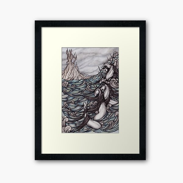 Unicorns in Sea Framed Art Print