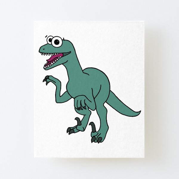 Cute Velociraptor - on white Canvas Mounted Print