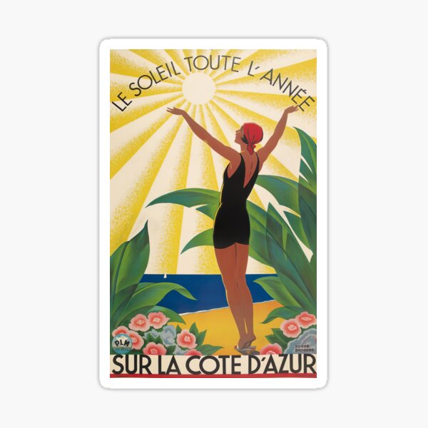 Item preview, Old promotional poster of Sur La Cote D'azur, 1930. designed and sold by click4collage.