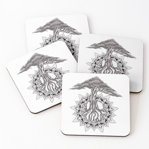 Item preview, Tree mandala in pen and ink dotwork designed and sold by René Voortwist Pen and Ink art.
