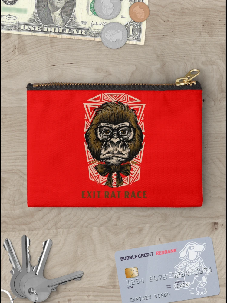 Thumbnail 3 of 4, Zipper Pouch, MONKEY - EXIT RAT RACE designed and sold by bb-tees-by-mlee.