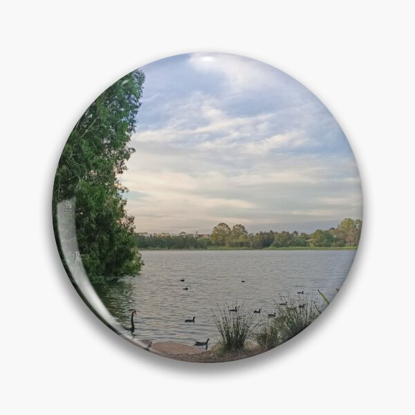 Item preview, Nature view of a lake, blue sky, white clouds, ducks and plants in a park designed and sold by MarJul.