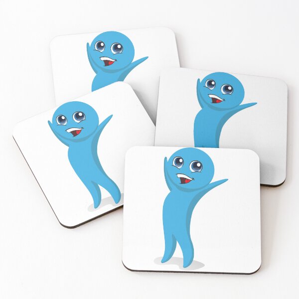 Item preview, Blue color mascot illustration, with celebrating pose, arms up. Ideal for catalogs, newsletters and institutional material designed and sold by LucianoCosmo.