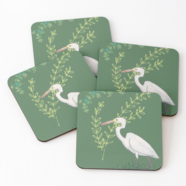 Item preview, Great Egret floral bird pattern designed and sold by TheWaterBirds.