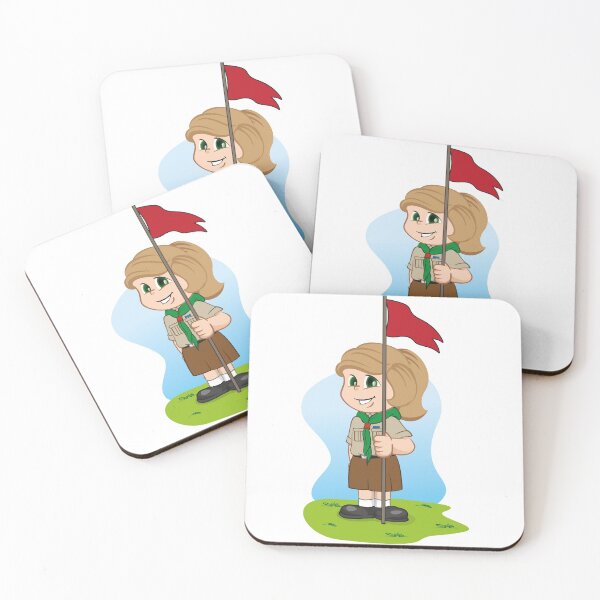 Item preview, Illustration caucasian girl in scout uniform holding a flag. Ideal for institutional and educational materials designed and sold by LucianoCosmo.