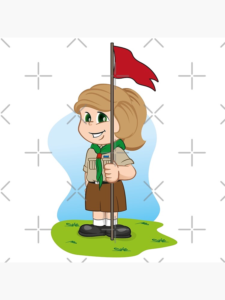 Premium Vector Scout cartoon holding a yellow flag., Scout