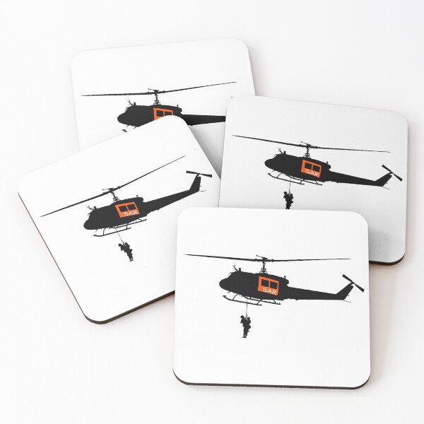 Item preview, Army Medevac SAR 63 helicopter, rescue helicopter with Wire strike protection system and people on the rope, silhouette designed and sold by Marcin Adrian.