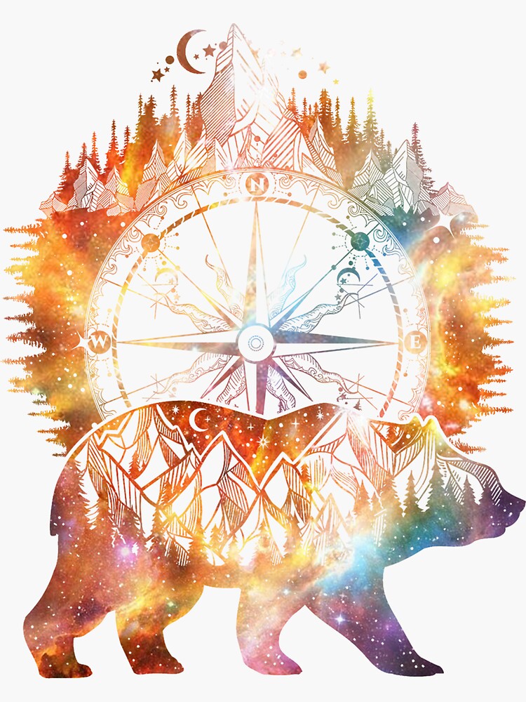 “Hippie bear with compass” Sticker for Sale by CodySweet | Redbubble