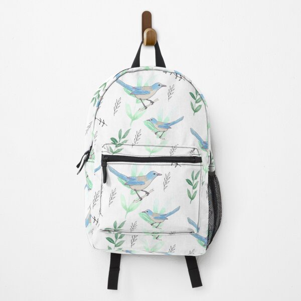 Item preview, Florida Scrub Jay floral bird pattern designed and sold by TheWaterBirds.