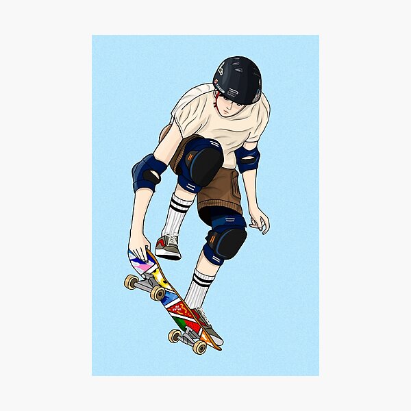 Anime skater boy rolling his skateboard Canvas Print by OtherVisions