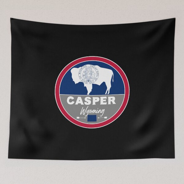 Item preview, Casper Wyoming Bison State Flag and WY Map Badge designed and sold by palmettodigital.