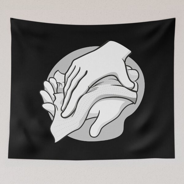 Item preview, Illustration of a person wiping and wiping his hands with a paper towel or napkin designed and sold by LucianoCosmo.