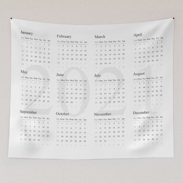 Item preview,  2021 Calendar- white background-starting Sunday designed and sold by CSouissi.