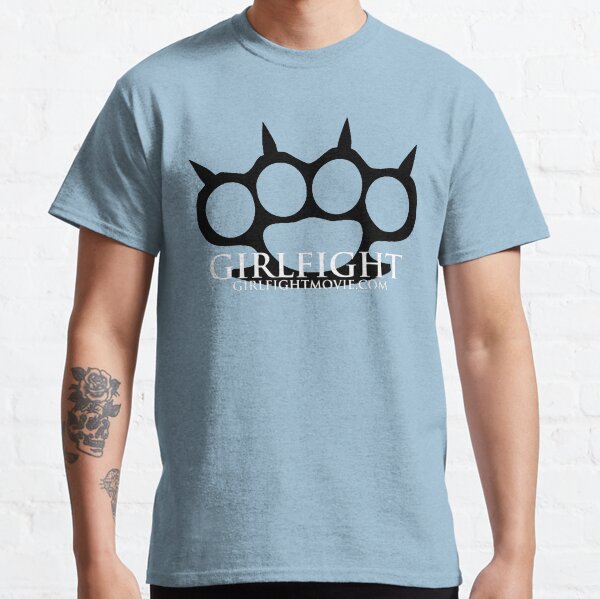 GIRLFIGHT - Black Brass Knuckles on Pink Classic T-Shirt