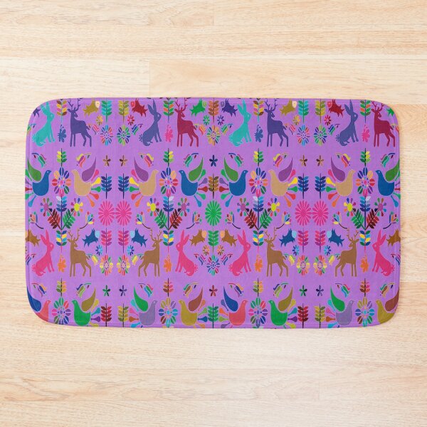 Item preview, Mexican traditional textile patterns, forest animals, pink designed and sold by Caracol-Spanish.