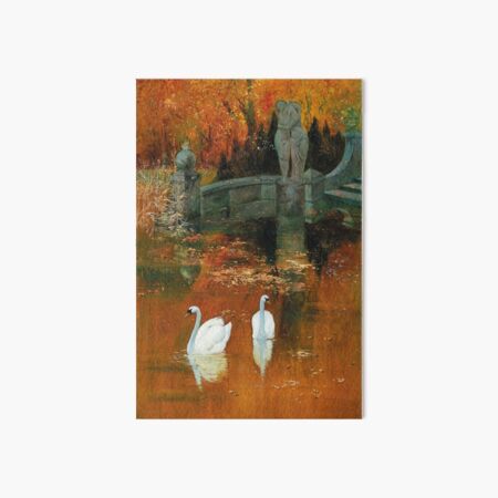 Item preview, Swans in a Park, Autumn landscape painting by Hans Rudolf Schulze designed and sold by Jéanpaul  Ferro.