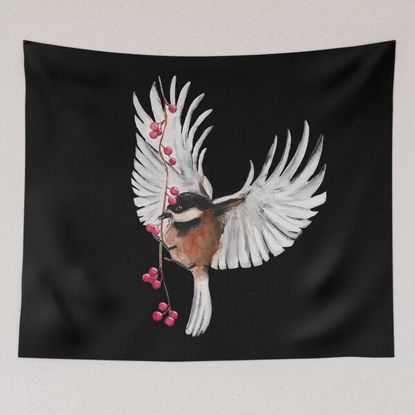 Item preview, Watercolor - Berry bird - Black background designed and sold by Karolien Kenis.
