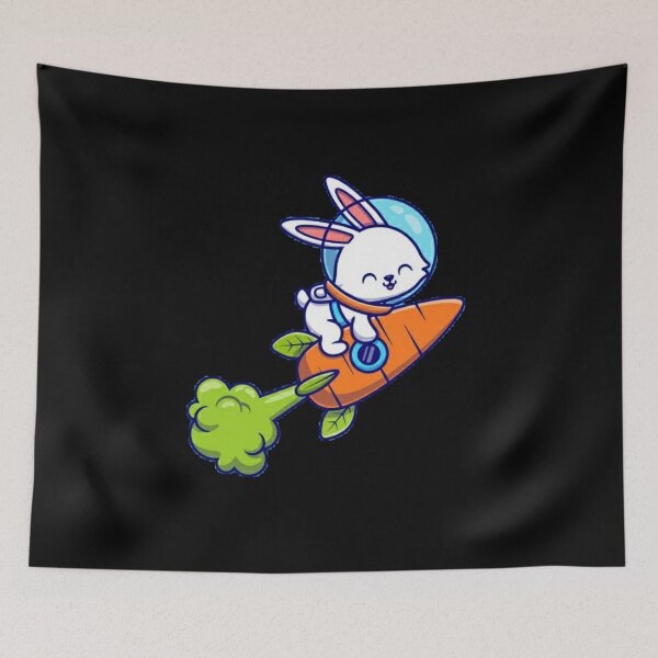Item preview, Rabbit riding carrot rocket designed and sold by Rakos-Merch.