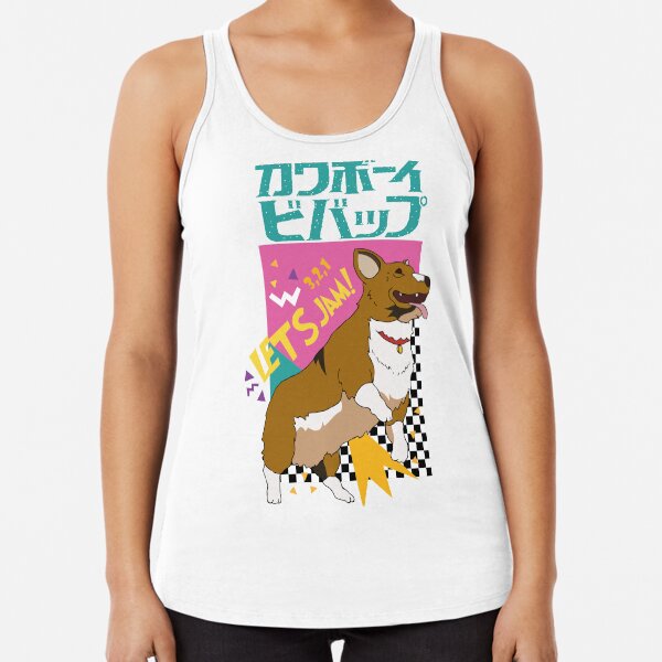Let's Jam! Cowboy Bebop Corgi Racerback Tank Top