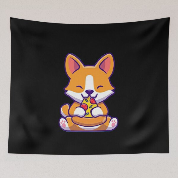 Item preview, Corgi eating pizza designed and sold by Rakos-Merch.