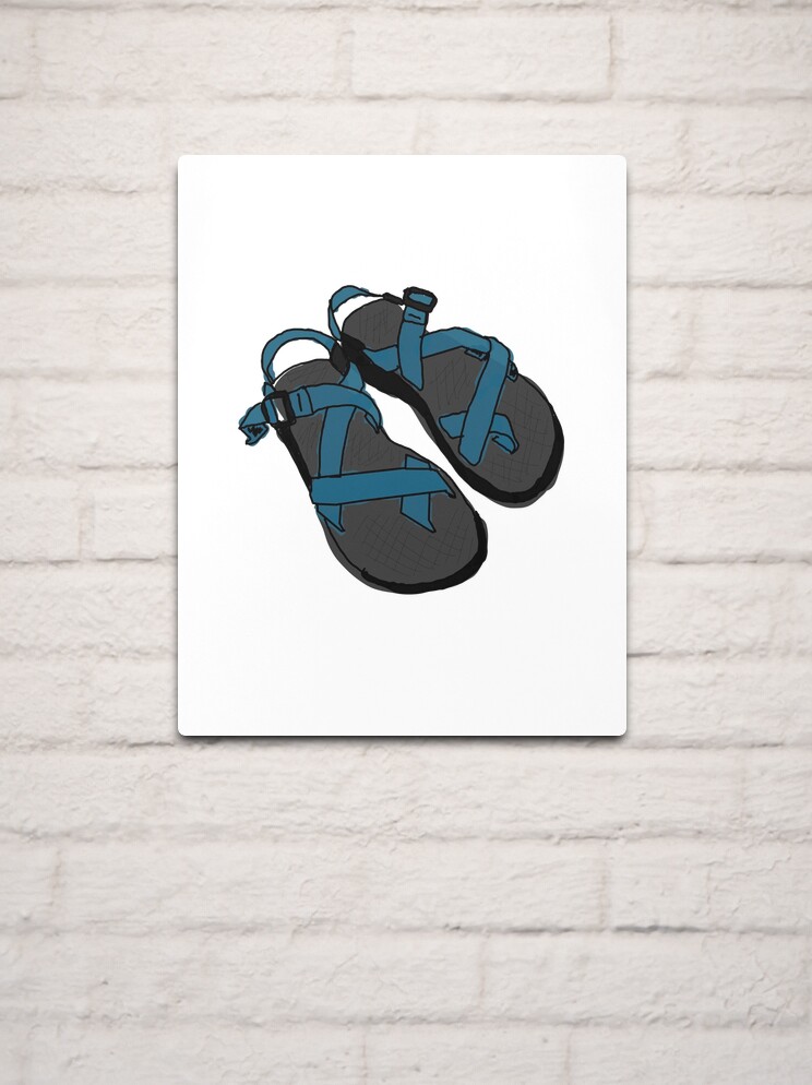 Drawing of Chaco Sandals Blue Metal Print