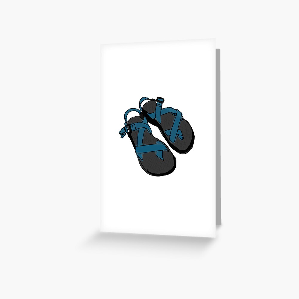 Drawing of Chaco Sandals Blue Greeting Card