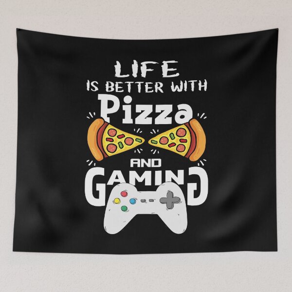 Item preview, life is better with pizza and gaming designed and sold by Aminepop.