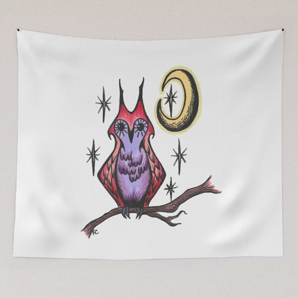Item preview, Retro Owl - Nighttime Starry Sky designed and sold by The White Bat.