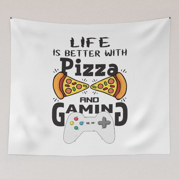 Item preview, life is better with pizza and gaming designed and sold by Aminepop.